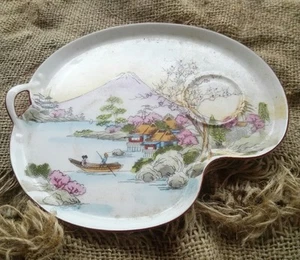VTG Porcelain Handpainted Japan tea cup & snack/dessert Plate 8 1/2 x 7 1/2 x 1 - Picture 1 of 7