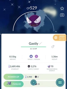 Pokémon Go Shiny Gastly - Picture 1 of 3