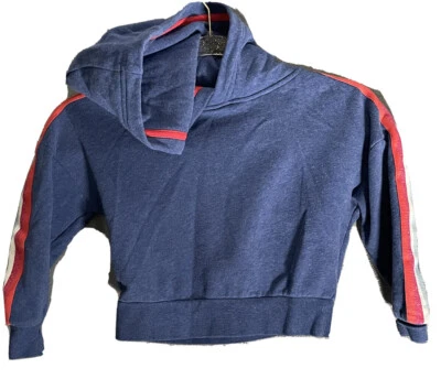Boden Kids Blue Striped Red/Pink/White/Light Blue Hoodie Sweater 5-6 - Image 1 of 4