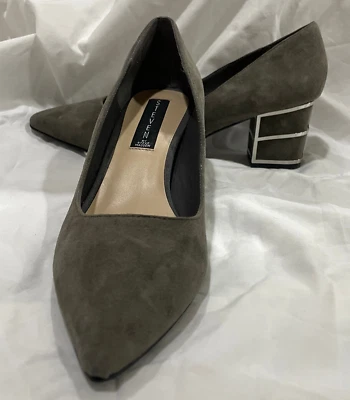全新无标签女式 8.5 码永不磨损 Steven Steve Madden Buena 灰色 2.5 英寸麂皮绒高跟鞋 — 第 1/4 张图片