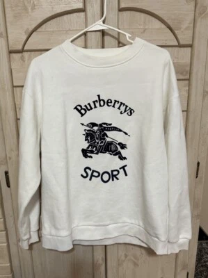 Burberry Crewneck White Sweatshirt Sz M Unisex Authentic Vintage EUC - Image 1 of 4