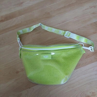 UGG Green Furry plastic covered  Belt Bag Fanny Pack Crossbody Bag zipper - Image 1 of 4