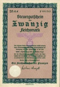 SELTENE 1937 NAZI-SCHATZSTEUERANLEIHE mit 2 Hakenkreuzen! 100 % UNSTORNIERTER LEBENSLAUF 200 $ SPAREN 50 % - Bild 1 von 1