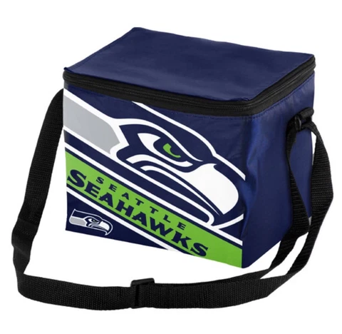 Seattle Seahawks Big Logo Striped 6 pack Cooler Lunch Box Bag Insulated Cover