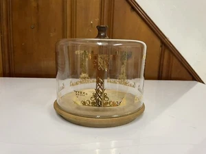 Vintage MCM Pyrex bedeckt Käseservice/Geschirr - Gold Säule & Schnörkel Design - Bild 1 von 6