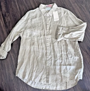 Scotch & Soda Amsterdam Hombre Manga Enrollable Lino Camisa Caqui Beige XXL - Imagen 1 de 8