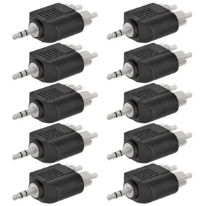 10x 3.5mm Stereo Male to Dual 2-RCA Male Audio Cable Connector Adapter Converter - Picture 1 of 2