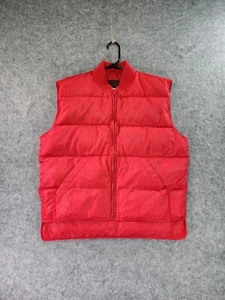Vintage Eddie Bauer Vest Mens Medium Red Full Zip Goose Down Puffer Hiking - Picture 1 of 7
