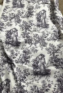 Sandown&Bourne Purple Black & White Toile Fabric French Amore colonial couple - Picture 1 of 6