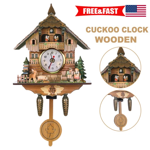Cuckoo Forest Clocks Wall Clock Vintage Rustic Wooden Clocks Home Decor US Cover