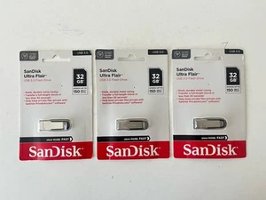 3 x Genuine SanDisk Ultra Flair 32GB USB 3.0 Flash Drive Memory Stick Pen New - Afbeelding 1 van 3