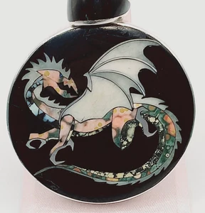 David R. Freeland Jr. gem inlay sterling dragon pendant on 18" sterling chain - Picture 1 of 11