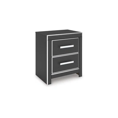 Signature Design by Ashley Ravalori Two Drawer Nightstand - Black Finish with Foto 1 de 4