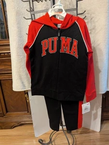NWT Puma Kids Hoodie and Pants Set - Black/Red Size Boy's 5 - Picture 1 of 1