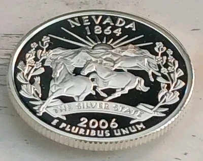 2006 - S Cameo PROOF 90% SILVER "Nevada" STATE Washington Quarter. Free Shipping - Image 1 of 4