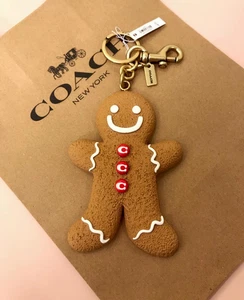 COACH Gingerbread Man Keychain Bag Charm Rare Holiday Limited Edition Cute Gift - Picture 1 of 7