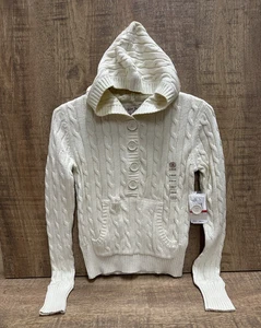 Polo Ralph Lauren women size XS  knit hoodie beige cotton long sleeve sweater - Picture 1 of 10