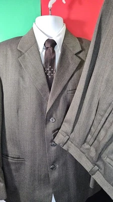 J Ferrar Custom Fit Wool/poly Suit Mens Sz 40S, Trousers 34x29, +vtg Baskin Tie  - Image 1 of 4