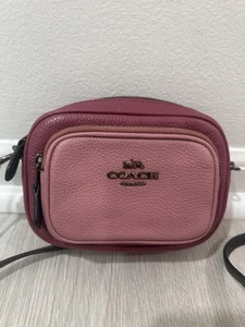 Coach Umhängetasche Damen Rosa Doppelreißverschluss Kamera Pebbled Leder Zweifarbig Mini - Bild 1 von 10