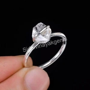 Anillo de diamantes Herkimer, anillo de piedras preciosas anillo delgado anillo de plata 925 anillo mujer anillo KL7 - Imagen 1 de 4