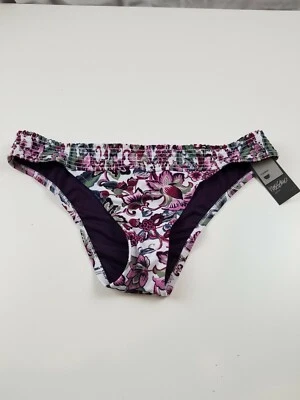 Mossimo Tropical Floral Bikini Hipster Traje de Baño Parte Inferior XL Rosa Púrpura Flores Foto 1 de 4