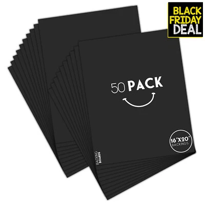 Pack de 50 alfombrillas 16x20 sin cortar 4 capas sin ácido para esteras fotos arte, negras Foto 1 de 4