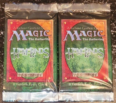 MTG MAGIC THE GATHERING HOMELANDS 1995 2 BOOSTER PACKS SEALED FREE U.S. SHIPPING - Image 1 of 3