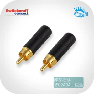 Enchufe de loto RCA negro chapado en oro American original Switchcraft 3502ABAU - Imagen 1 de 4