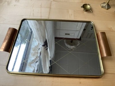 MESSING BRONZE GOLD SERVIER TABLETT SCHALE PLATTE TELLER ABLAGE ANTIK 32cmx 23cm - Bild 1 von 2