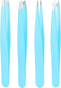 Tweezers Set, High Precision Stainless Steel Eyebrow Tweezers for Facial Hair, I - Picture 1 of 7