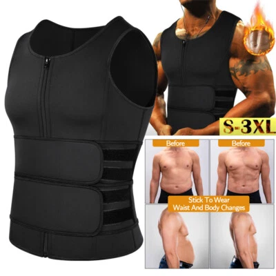 Men's Sweat Body Shaper Sauna Slimming Trainer Shapewear Tank Tops Workout Vest - Image 1 of 4