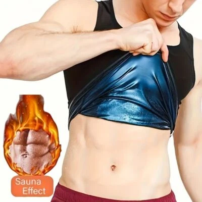 Men's Sauna Heat Trapping Shirt Sweat Gym Shaper Vest Workout Sauna Exercise Top - Image 1 of 4