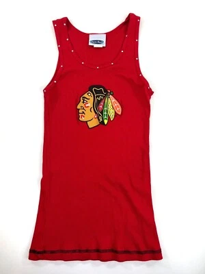 Chicago Blackhawks Majestic Threads Rhinestone Women’s Red Tank Top Size XL - Image 1 of 4