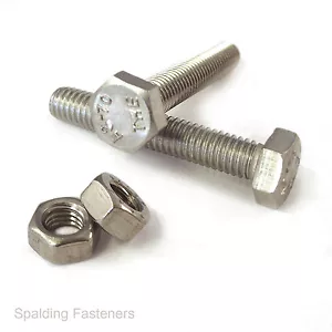 M5 (5mmØ) A2 Stainless Steel Hex Head Fully Threaded & Part Thread Bolts + Nuts - Picture 1 of 2