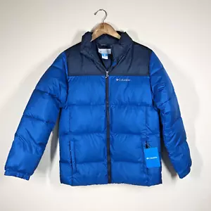 Columbia Youth Pufffect Puffer Coat Giacca Tg Large 14/16 Blu Unisex Lightwt Sci - Foto 1 di 12
