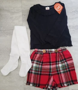 Toddler 5T Girls 3 Pc Long Sleeve Shirt Shorts Tights Wonder Nation - Picture 1 of 1