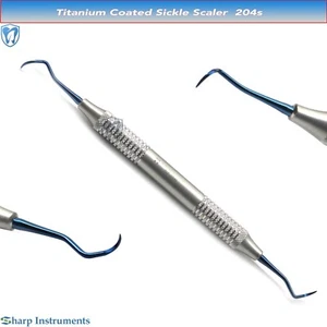 SICKLE SCALERS 204s Titanium Blue Coated DENTIST Implant Hygienist Care Tools - Bild 1 von 2