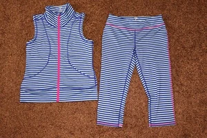 Z by Zella Workout Blue Striped Vest and Capri Leggings Set - Girls XL 14/16 - Picture 1 of 7