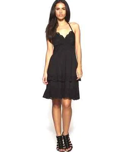 Ladies Karen Millen Black Broderie Halterneck Cotton Summer Sun Dress UK Size 8 - Picture 1 of 7