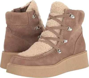 Dolce Vita Jasmin Women US 9 Truffle Suede Faux Fur Ankle Platform Boots - Picture 1 of 7