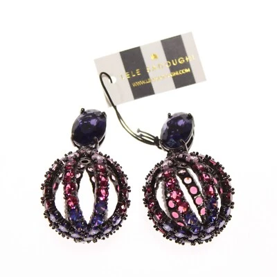 Pendientes Lele Sadoughi Nuevos con Etiquetas Disco Cristal Jaula para Pájaros Clip Púrpura Ombre Cosmos Foto 1 de 4