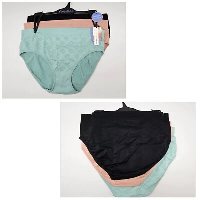 CARRIE AMBER 3Pk Smooth Control Shaping Briefs Women Plus 1X 2X Black Beige Gree - Image 1 of 4