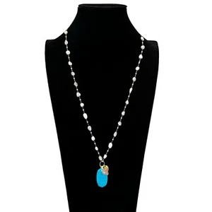 Anthropologie Necklace Baubles Bijou Bits & Bobs Charm Turquoise Gold Chain NWT - Picture 1 of 12