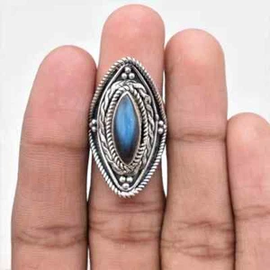 Natural Labradorite Ring,925 Sterling Silver,Handmade Ring,Gift,All Sizes 3 to14 - Picture 1 of 9