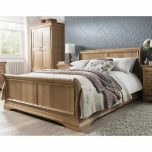 Toulon Solid Oak Bedroom Furniture 6' Super King Size Sleigh Bed 