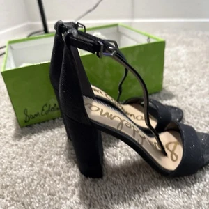 Sam Edelman Women’s Yaro, Black Ankle Strap Heel Sandals, Size 7M - Picture 1 of 9