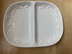 A Santos Portuguese Embossed Fruit Serving Bowl sectional dish Ceramic White - Picture 1 of 10