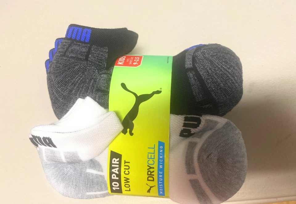 Puma Girls Low Cut Wicking Arch Support Socks Fit Shoe Size 9-3.5 pack-10 NWT - Изображение 1 из 1