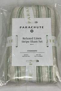 Parachute Relaxed Linen Stripe Sham Standard Set Jade And Parchment - Picture 1 of 4
