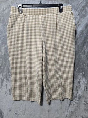 Pantalones capri Lands' End deportivos nudo corto para mujer XL marrón blanco bolsillos a cuadros suaves Foto 1 de 4